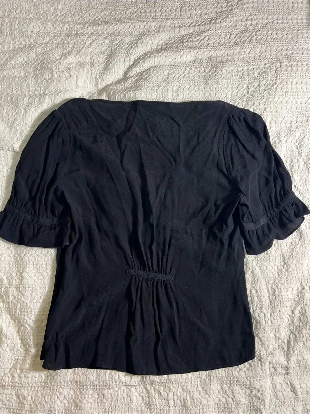 Madewell Black Button-Front V-Neck Puff Sleeve Blouse size 2